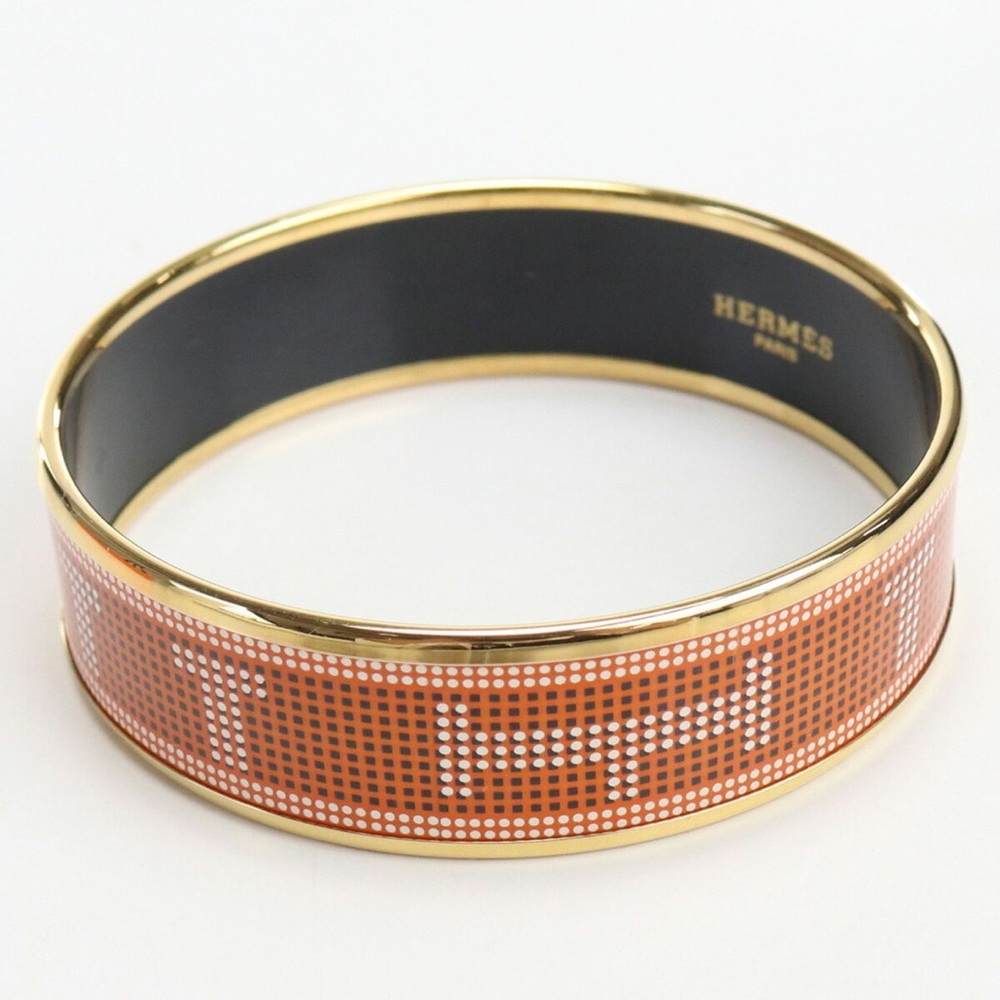 Hermes Orange Dot H Printed Bracelet - 14K RARE